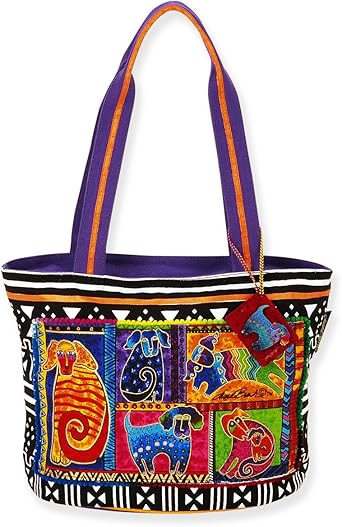 Laurel Burch Dog Tails Patchwork Medium Tote 5210 Multi