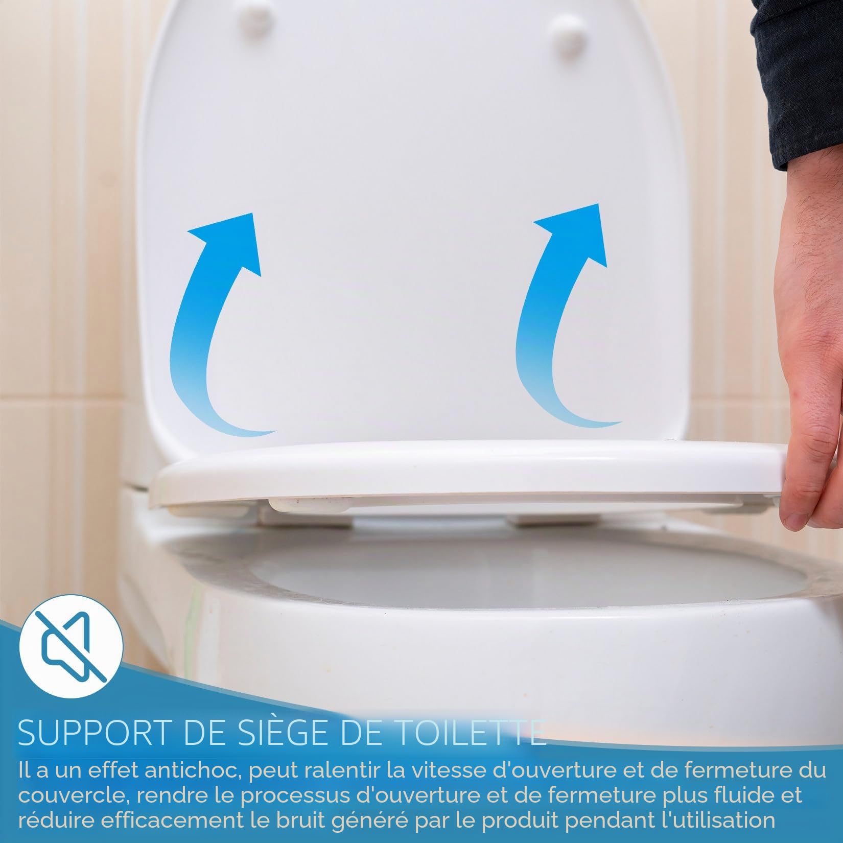 2 Ensembles de Fixation Universelle pour Abattant WC, Charnières de Rechange pour Abattant WC Softclose, Kit de Fixation Soft Close pour Abattant de Toilette, Charnières en Métal pour l'Installation
