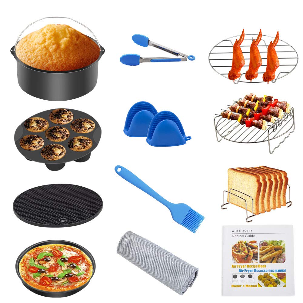 Air Fryer Accessories 8 inch,Air Fryer Kit,Set of 12 Fit all 4.2Qt-5.8Qt Air fryer,Pressure Cooker,N