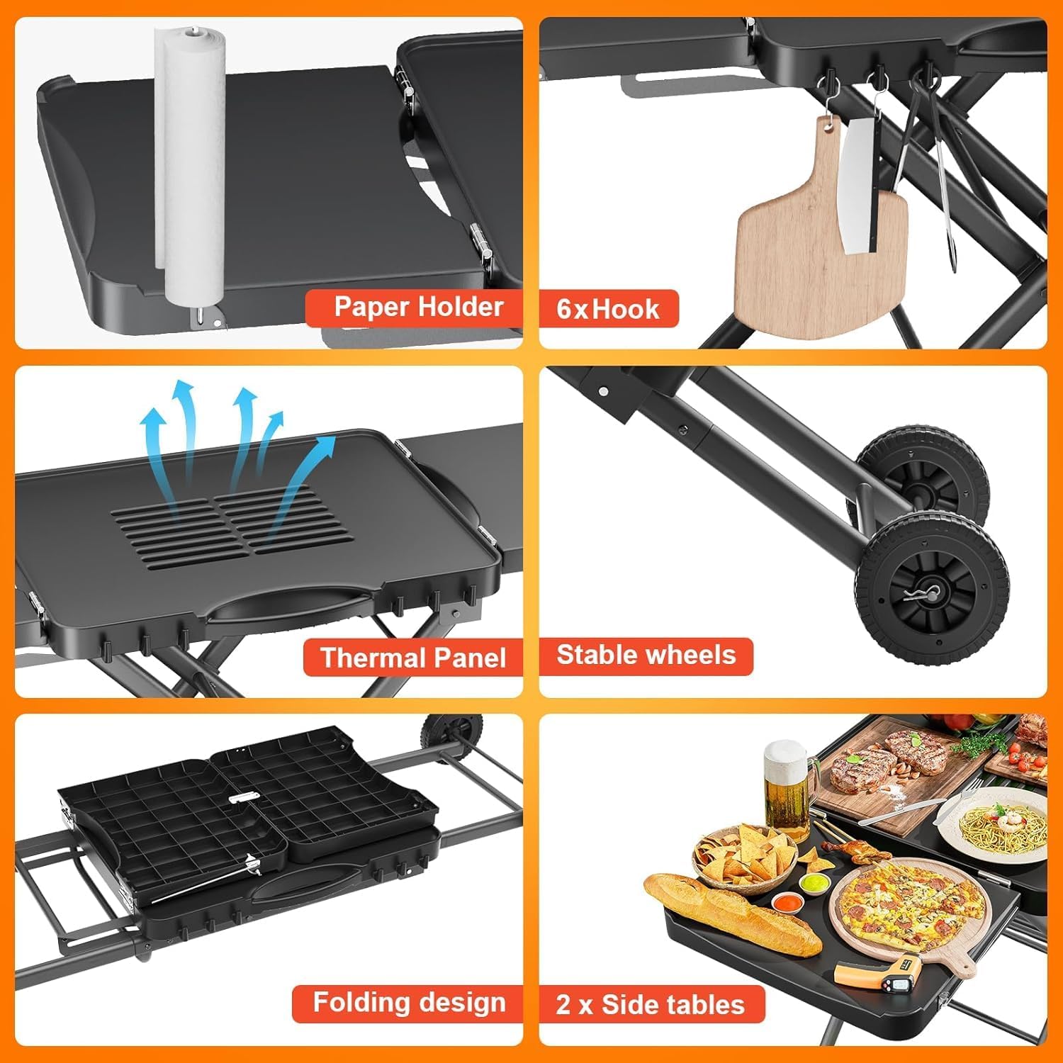 Chariot de barbecue pour Weber Q100 Q200 Q300 Serie, Enders Urban, Nexgrill, Ninja Woodfire Grill, four à pizza, Solo Stove, Burnhard Wayne, support de barbecue avec roues pour la plupart des