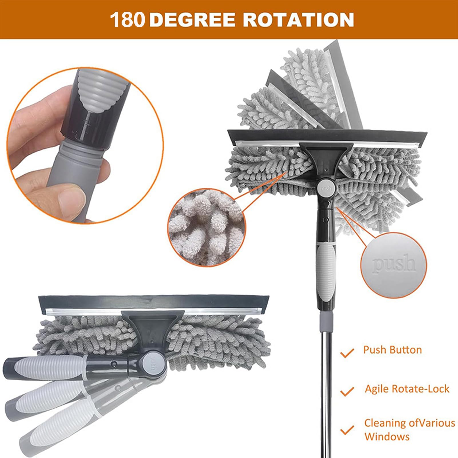 Spolverino Alto Pulizia Multifunzione Ergonomico | Pulitore Ragnatele A Manico Lungo Set Pulizia Per Ventilatore Soffitto, Finestre, Pareti, Mensole E Asta Telescopica