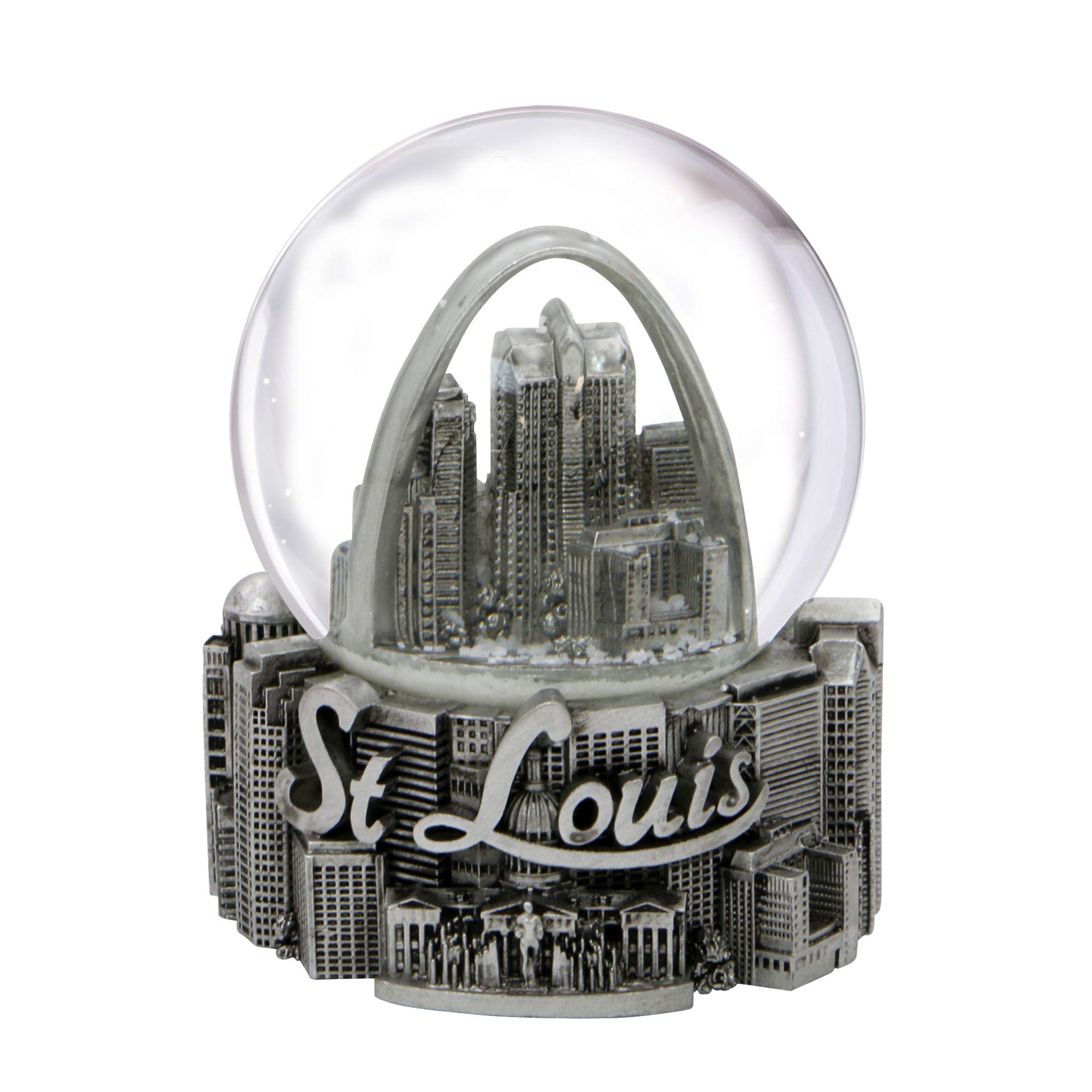 Silver Pewter St. Louis Snow Globe, Missouri Snowglobe 65mm Souvenir and Wedding Gift Home Decor