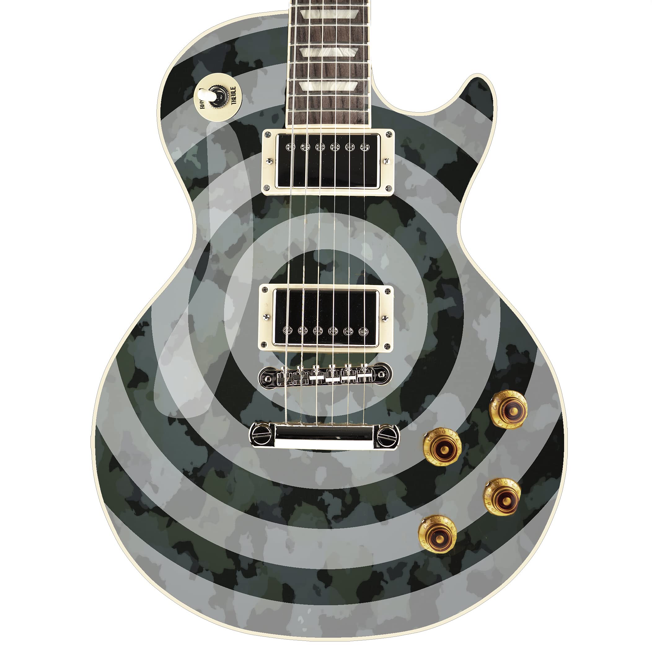 Bullseye Gitara Laminowana Skóra Wrap Vinyl Kalkomania Naklejki Gitara/Bas. Biały Camo GS39