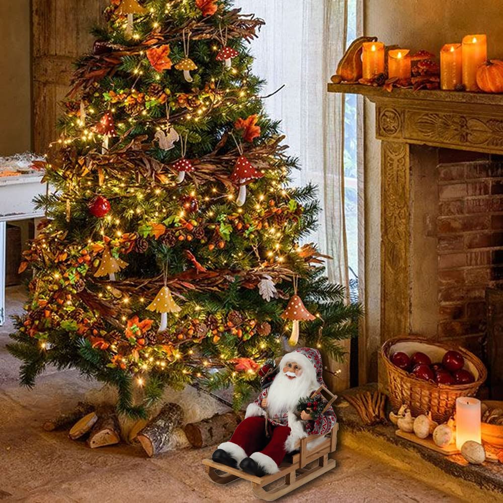 Statuina Babbo Natale in slitta 35cm. Idea Regalo Natale Addobbi Natalizi Ornamenti Casa Ufficio Soggiorno Albero Presepe Christmas 2022 Buone Feste Buon Natale Festivià Ghirlande Luci
