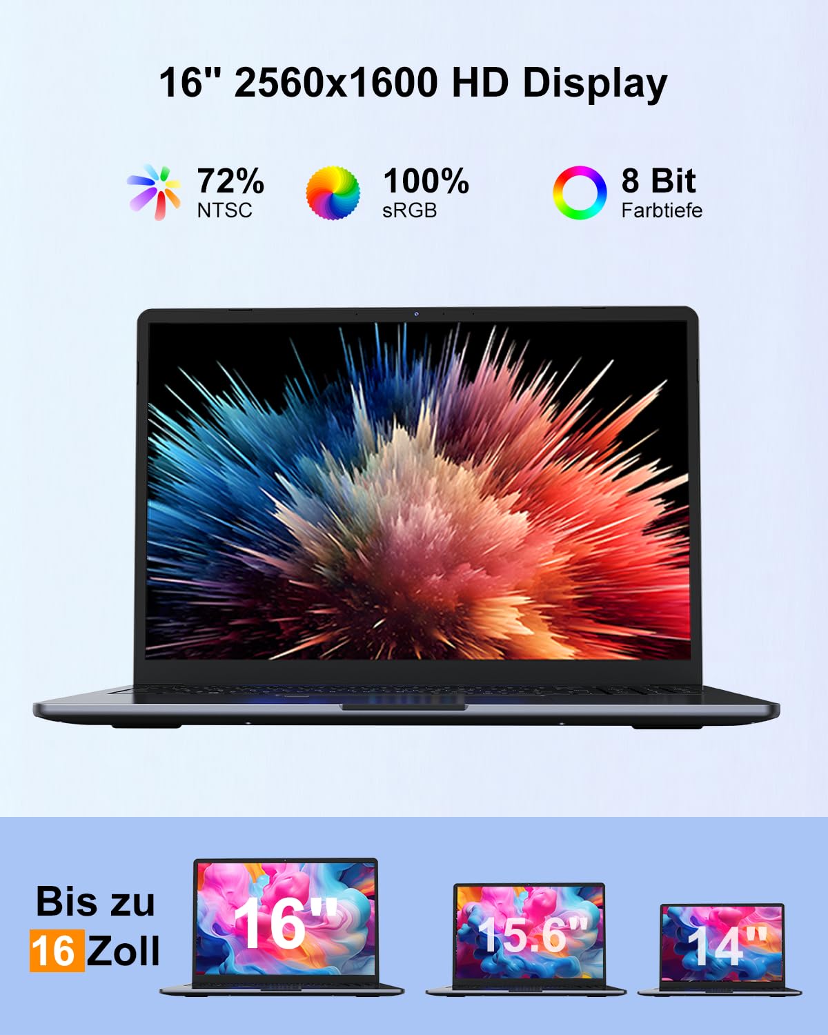 Ninkear N16 Pro - Computer portatile ultra sottile, Core i7 12700H, 16 GB DDR4, SSD da 1 TB, display ultra grande da 16", 2,5 K, WiFi 6 e BT 5.2, connessione Wi-Fi stabile, per lavoro, riunioni e