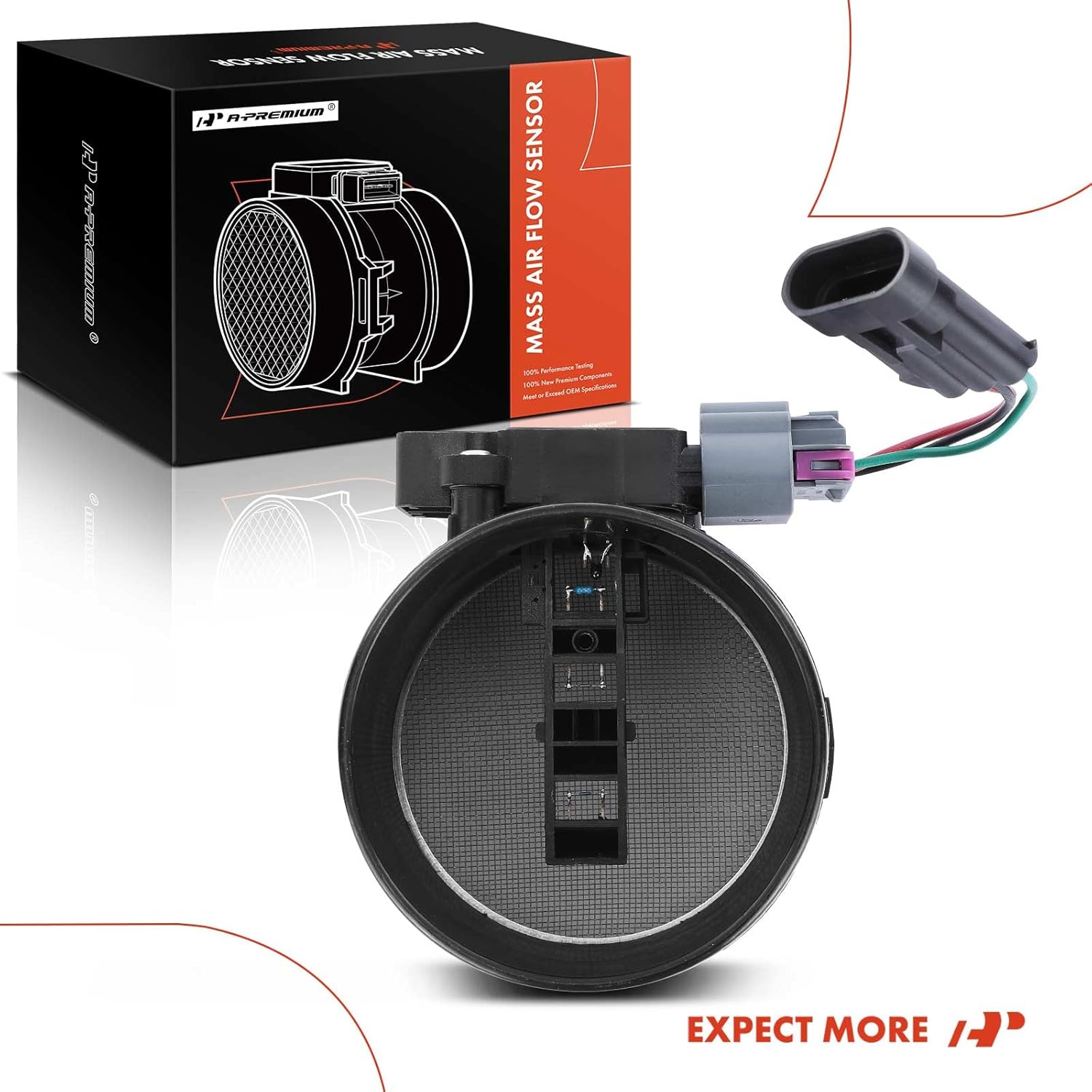 A-Premium Mass Air Flow Sensor Meter Assembly W/ 3Pins [OHV, 6,8Cyl 4.3 5.0 5.7 7.4L] Compatible with Cadillac & Chevy & GMC, fits C/K Class C2500, Escalade, K3500, Savana, Tahoe, Express & More