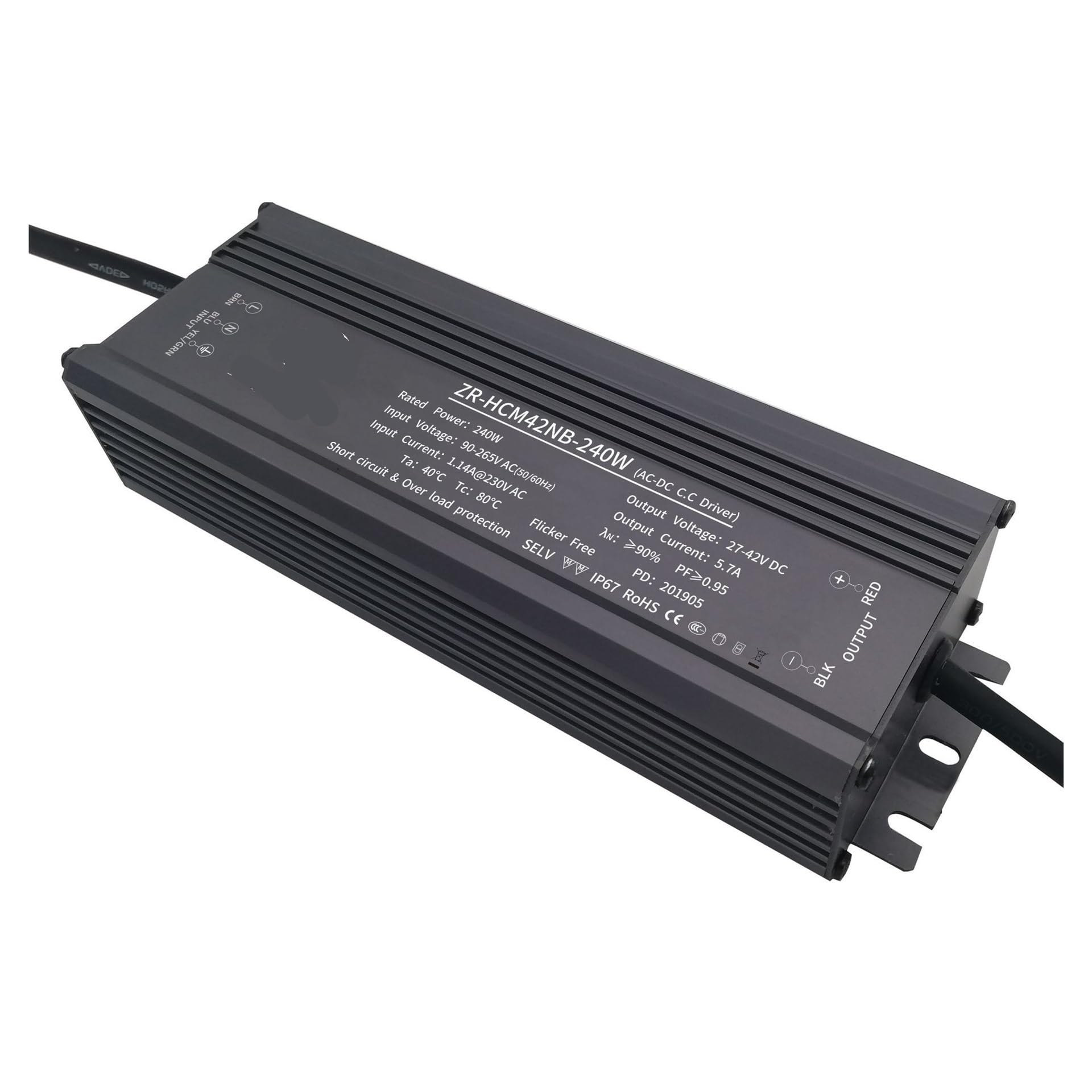 Pilote de gradation DC 0-10V étanche pour luminaire extérieur LED 250W