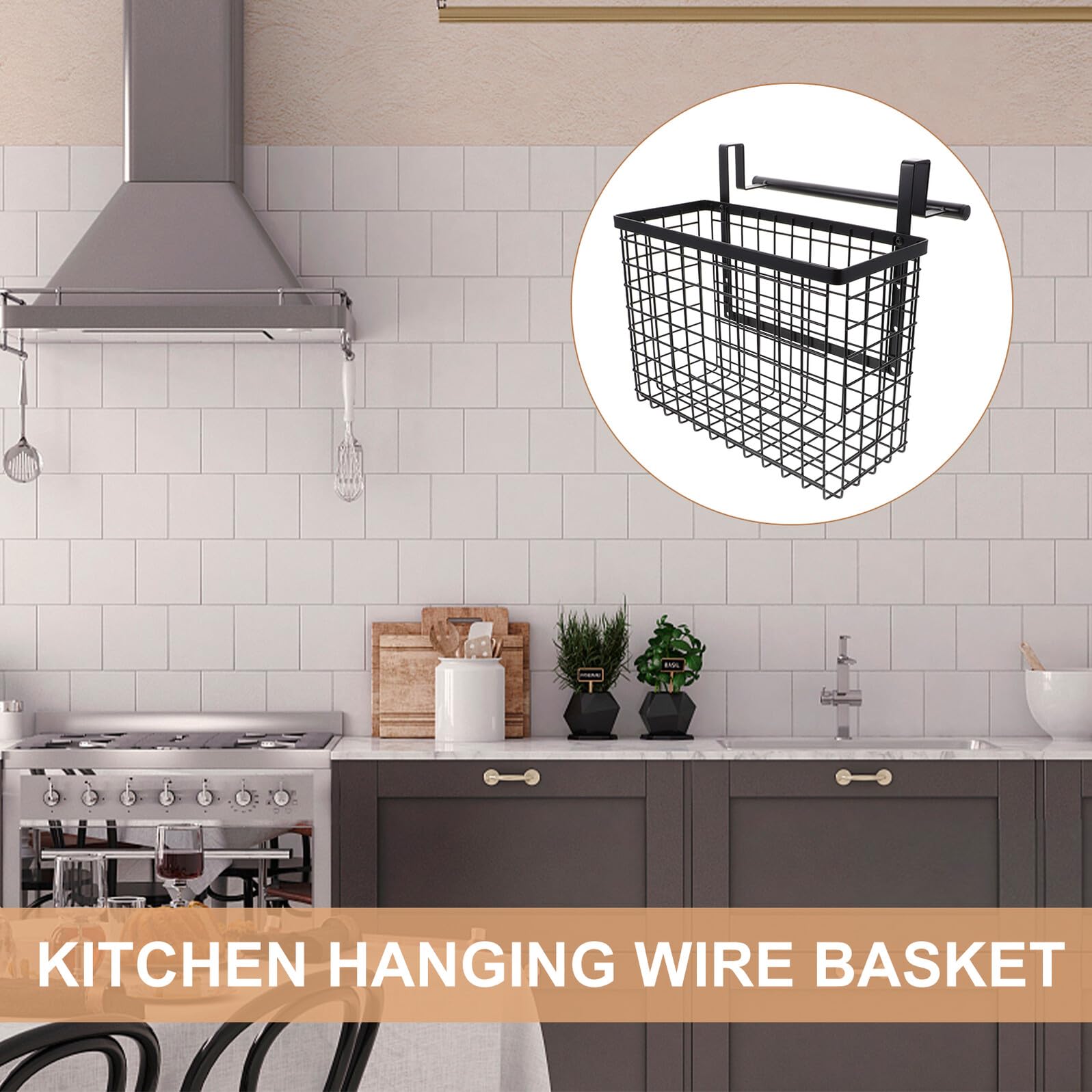 SHINEOFI Organizador Colgante para Cocina Cesta de Alambre Negro, Estante de Acero al Carbono para Verduras Alta Capacidad Necesidad de Clavos