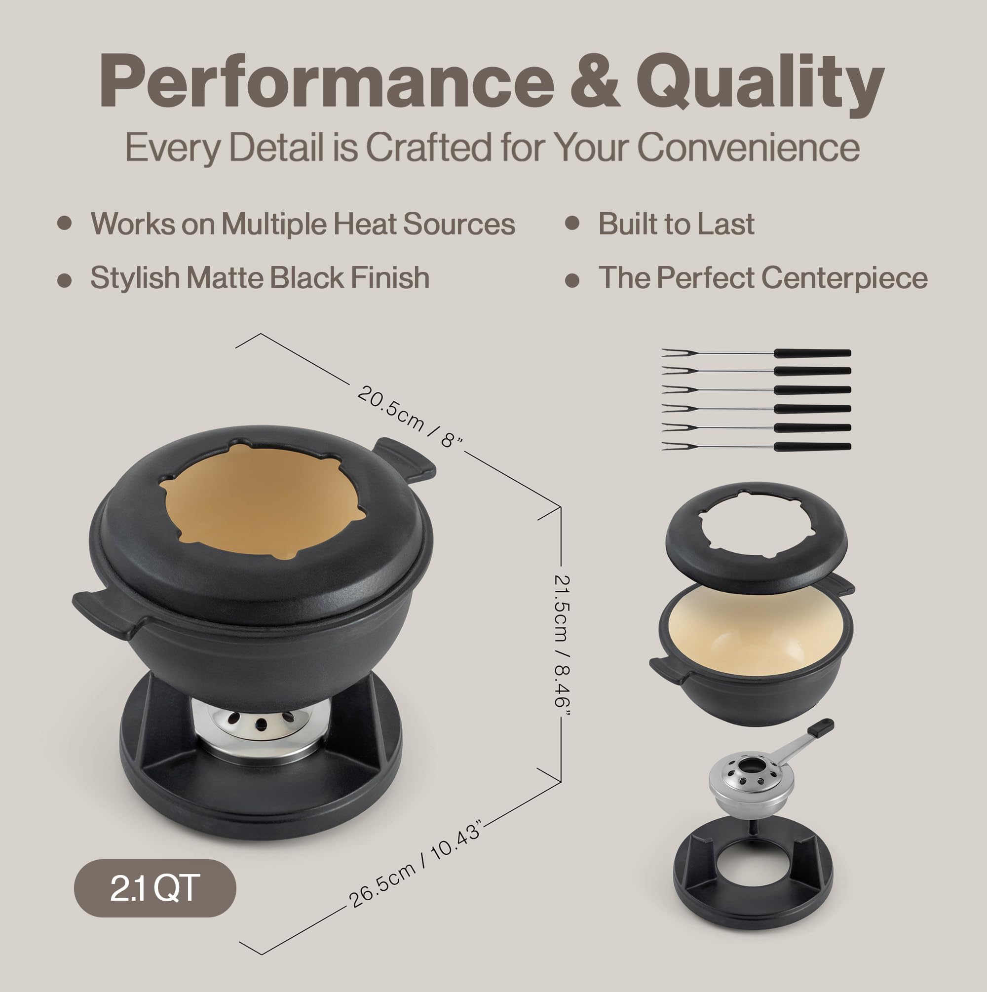 Swissmar F66542 Fondue, Cast Iron, Mattes Schwarz