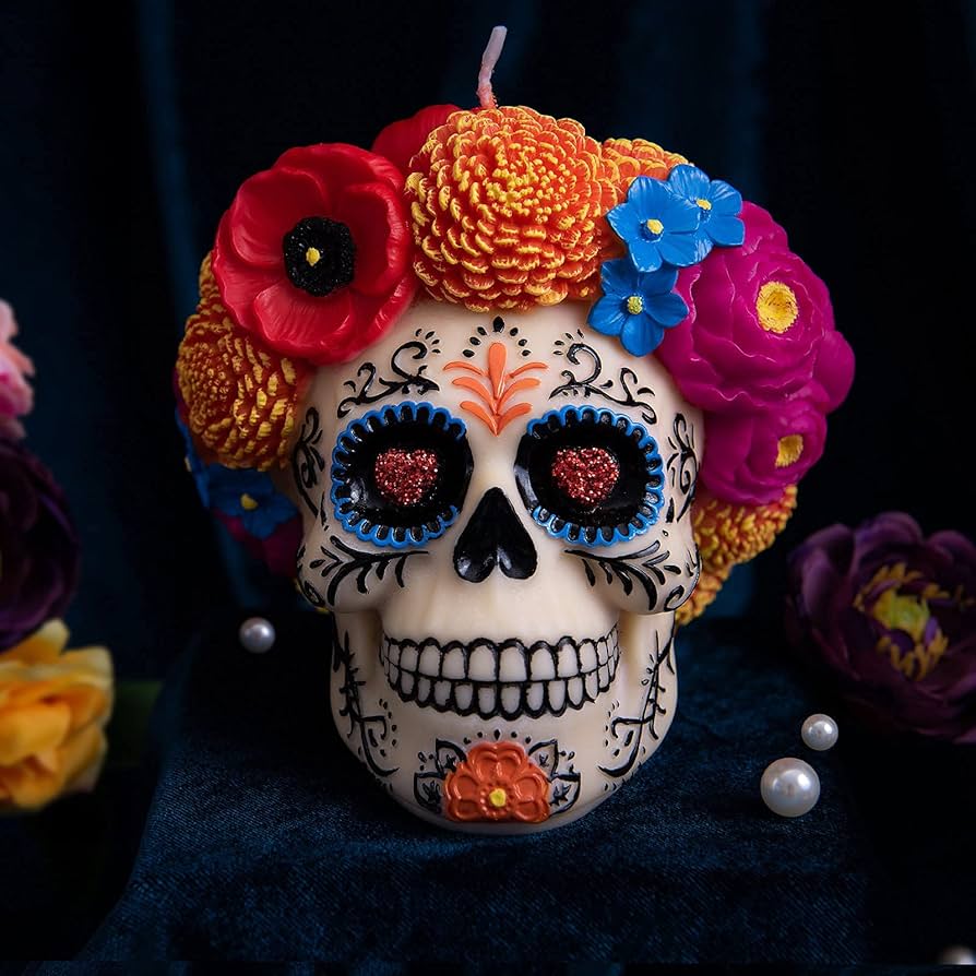 スカル　メキシコ　キャンドル メキシカンスカル☆キャンドル【BLUE】