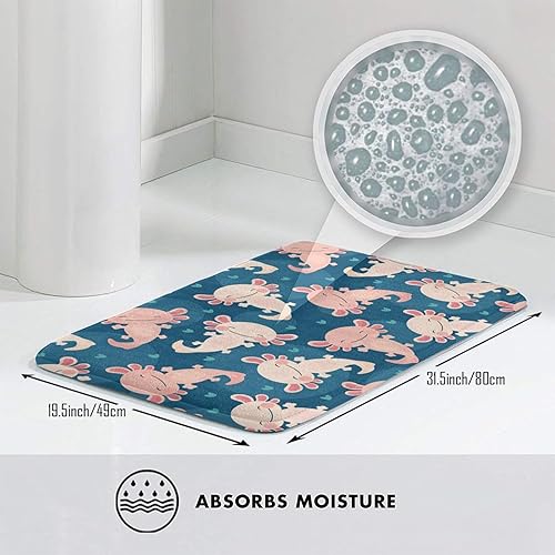 Miniatura 3 de COLLA Alfombra de baño de ajolote azul, antideslizante, absorbente, bonita, suave y acogedora para baño, felpudo para puerta, cocina, lavable a