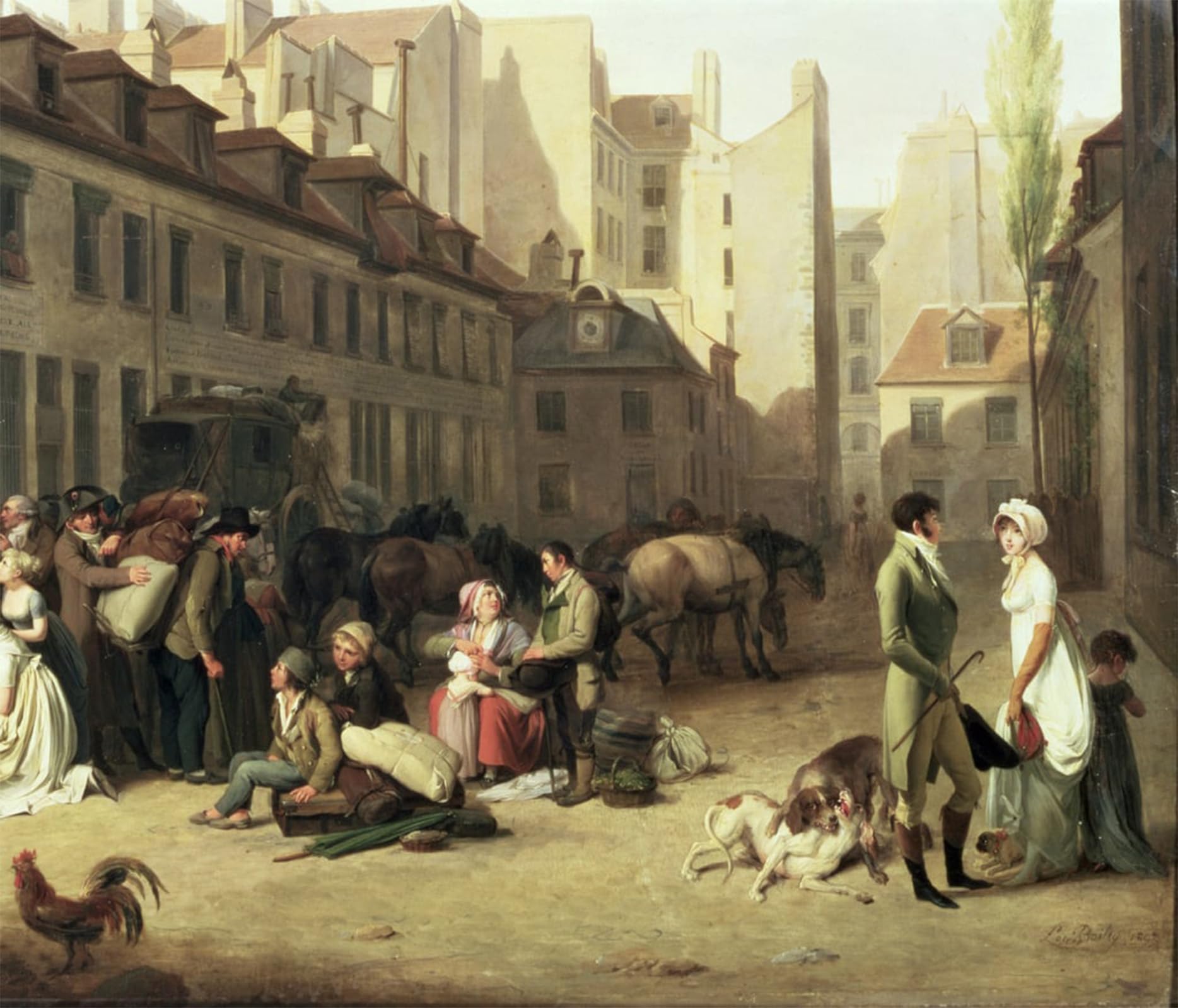 SERENDIPITP Vintage Picture Print on Canvas Wall Art Poster the Arrival of a Stage At the Terminus by Louis Leopold Boilly Artwork Print Poster for Wall Decor 60x90cm