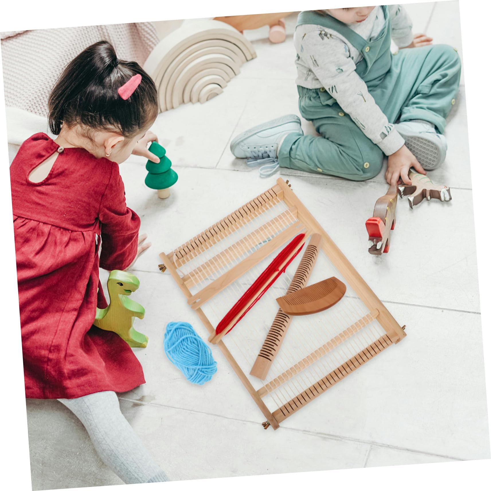 Ipetboom Telar Manual de Madera Herramienta de Tejido DIY para Principiantes y Niños, Fácil Montaje y Uso Versátil en Clases de Manualidades