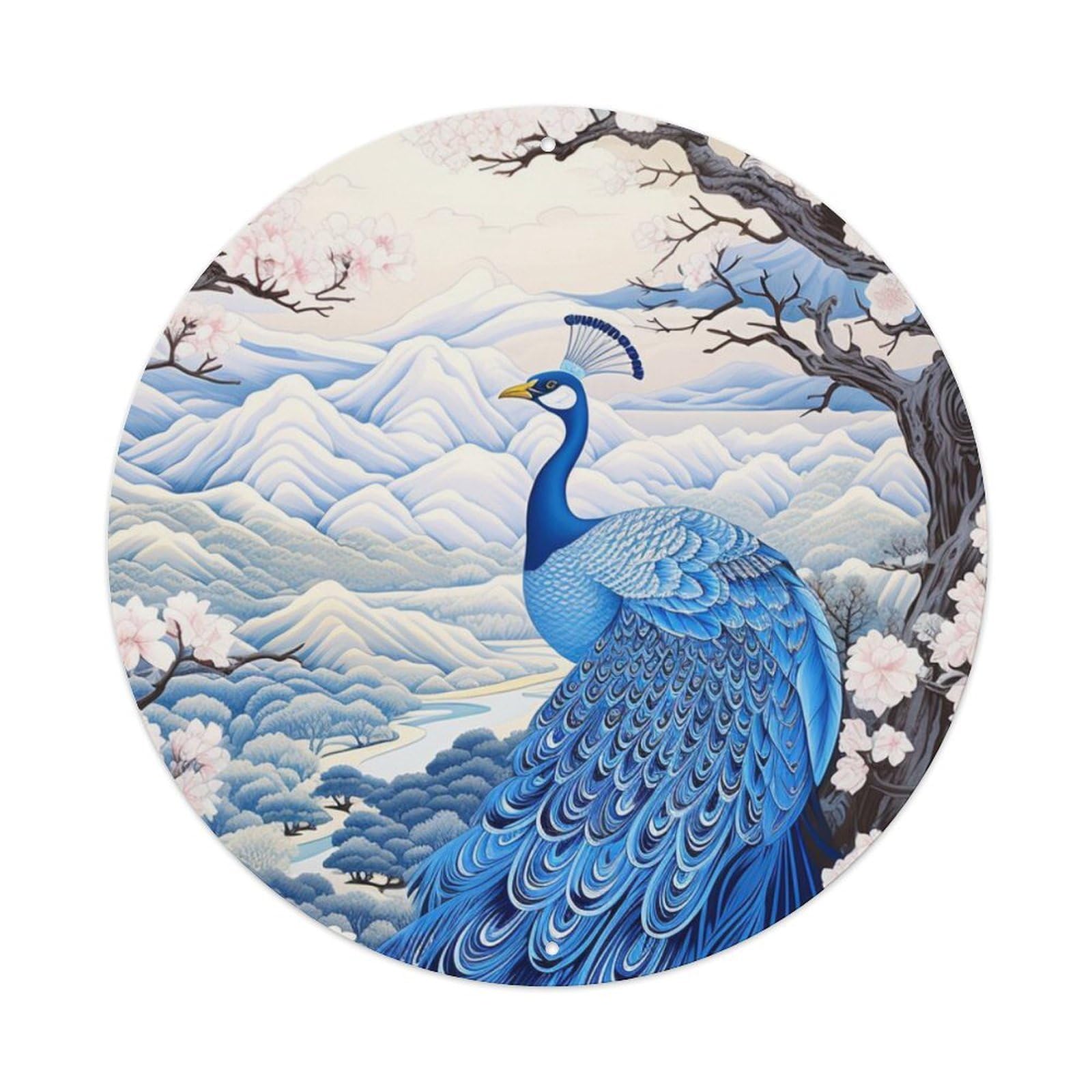 Elegant Blue Peacock Animal Artwork Metal Tin Sign