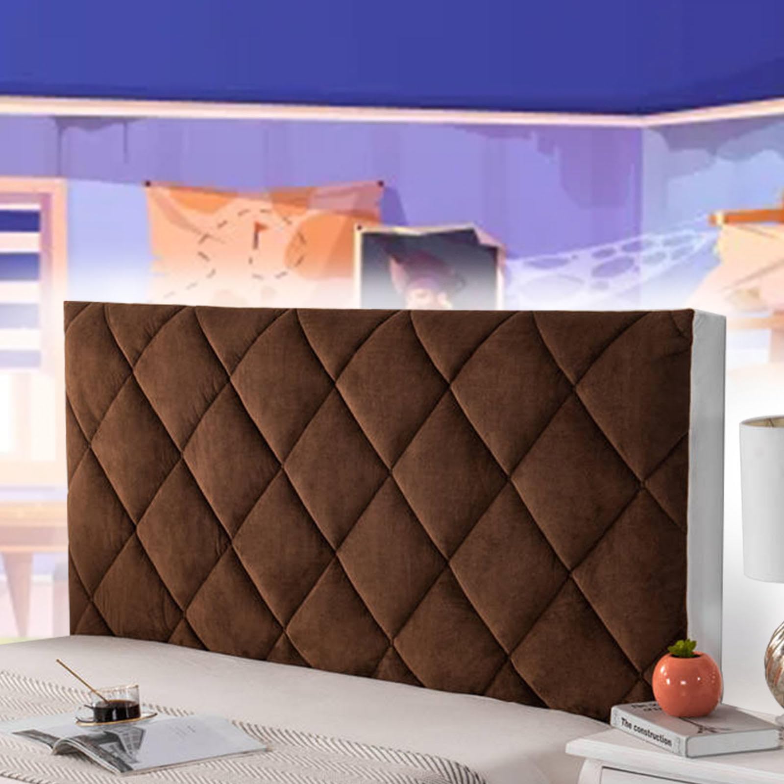 Headboard Covers for Double Bed Gold Headboard Slipcover Padded Expandable Cover Bedside Cover Slip Covers Padded Headboard Dustproof Bedroom Decoration,brown-100cm