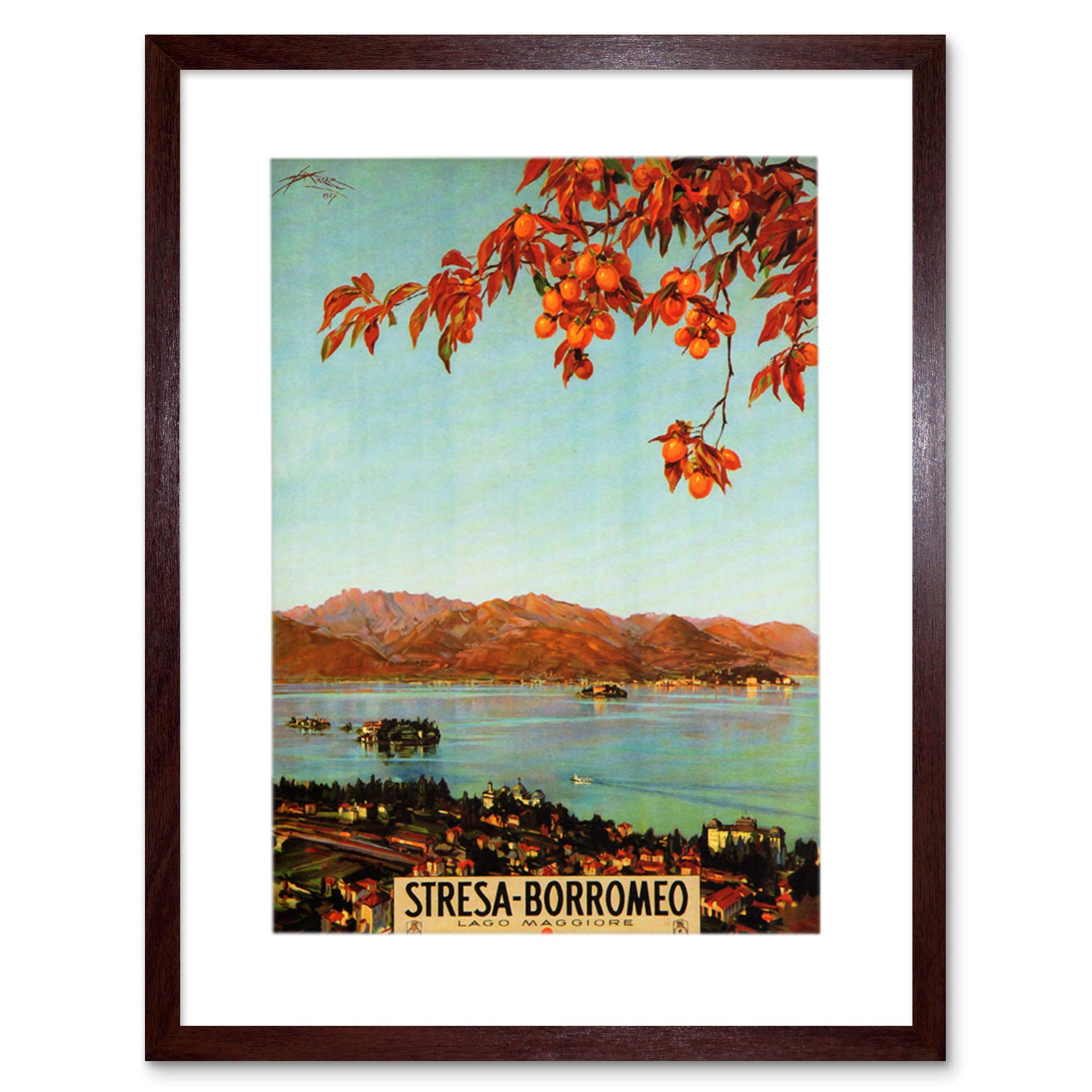 Wee Blue Coo Stresa Borromeo Lake Maggiore Italy Travel Ad Picture Framed Wall Art Print