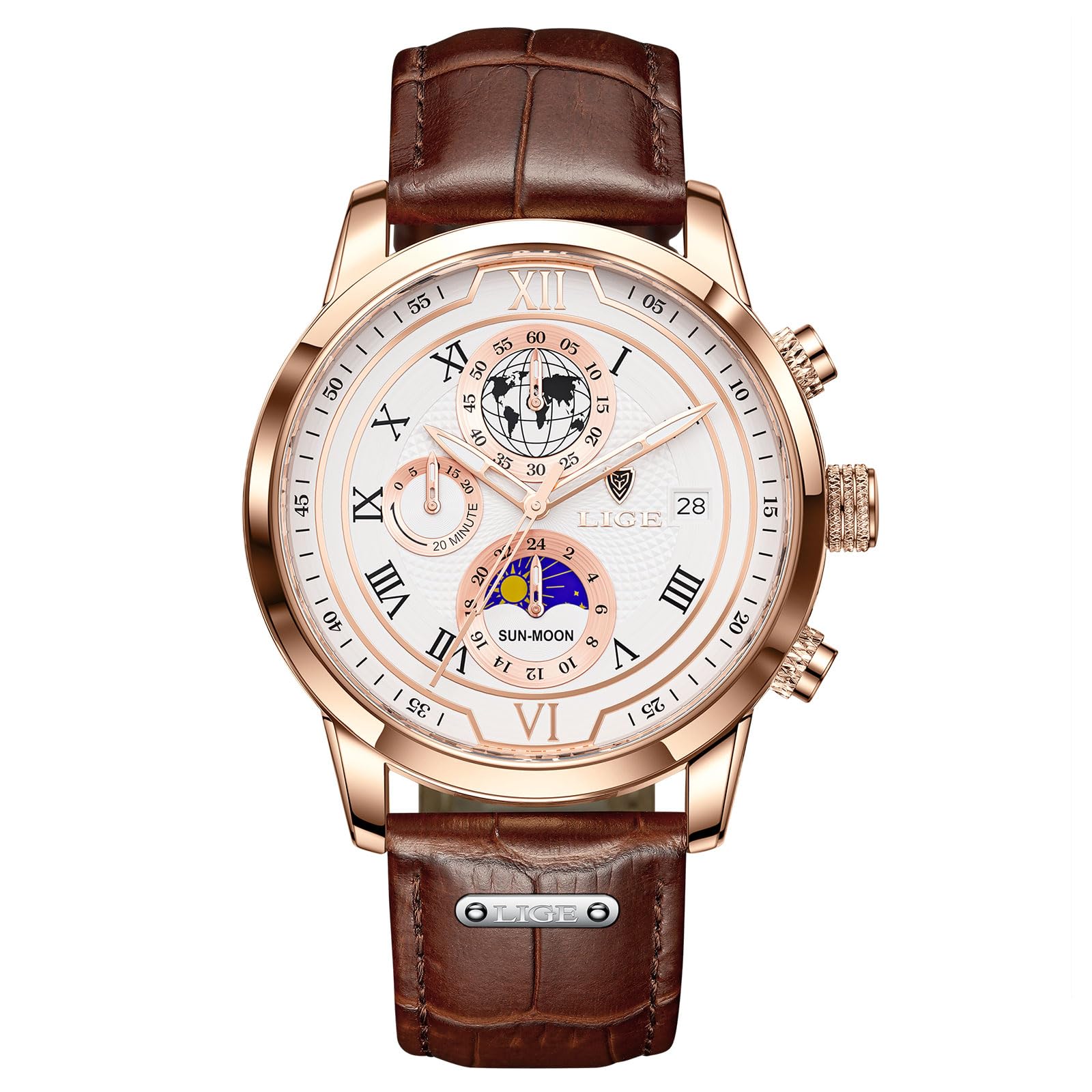 LIGE Watches Men Dress Wrist Chronograph Dress Mens Watch