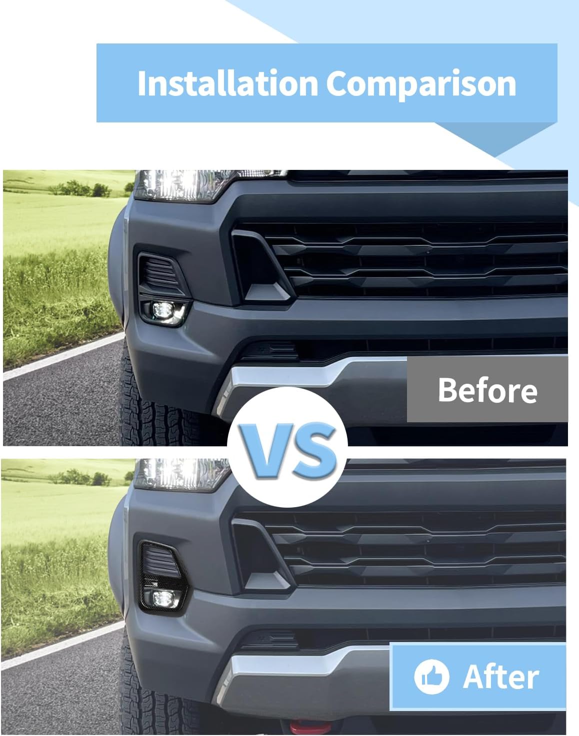 Voodonala Carbon Fiber Front Fog Light Cover Trim Compatible with Chevrolet Colorado Accessories 2023-2025