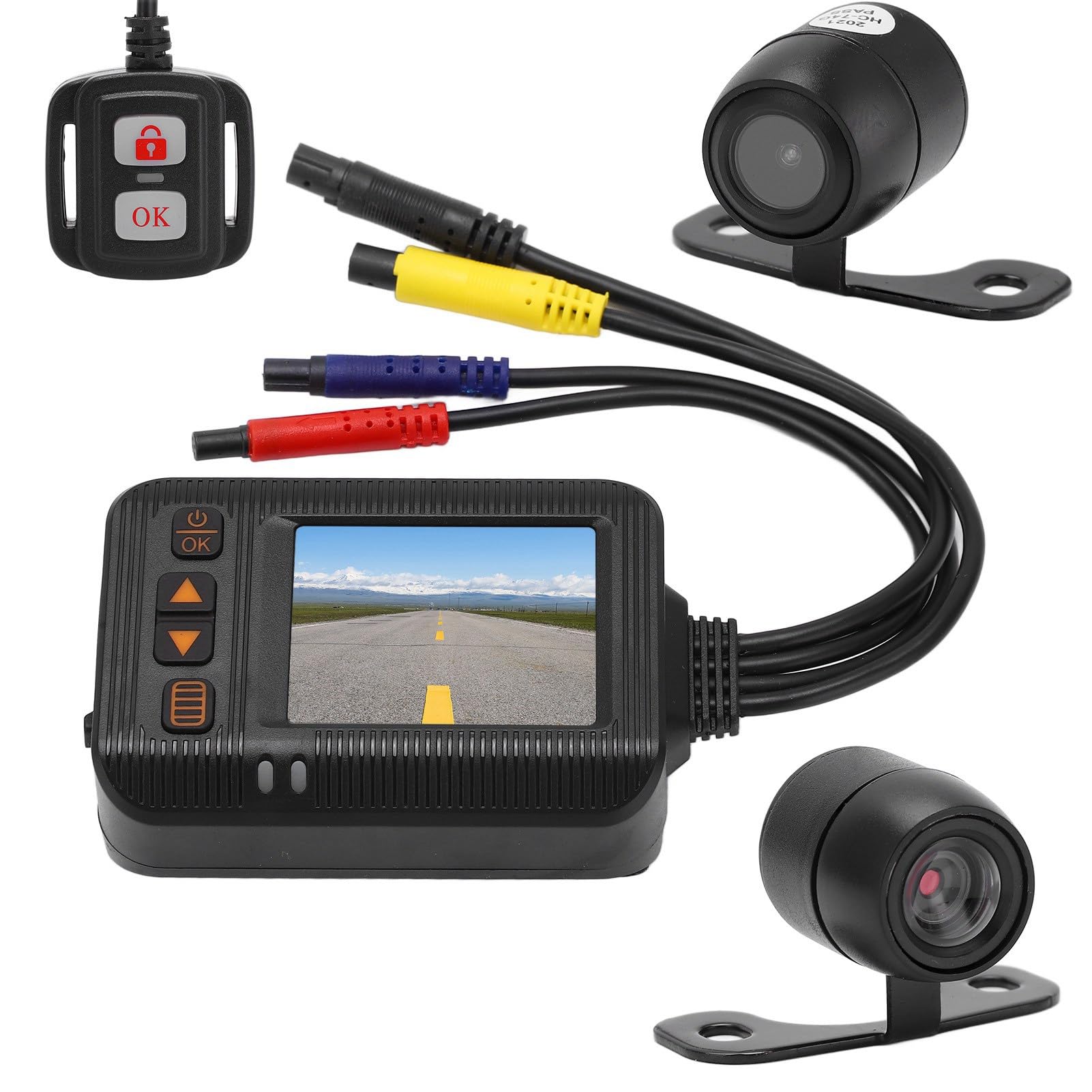 Dash CAM de Motocicleta, Cámara Frontal y Trasera de Conducción Deportiva, Dashcam Impermeable con Lente Gran Angular, DVR de Grabación en Bucle para Motocicleta