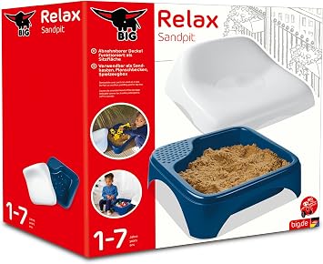 Big Relax Sandpit (53 x 54 x 25 cm) - Multifunctional Sandpit with Cover and Seat for Children from 1-5 Years Balcony Sandpit and Storage Box for Outdoor and Indoor Use
