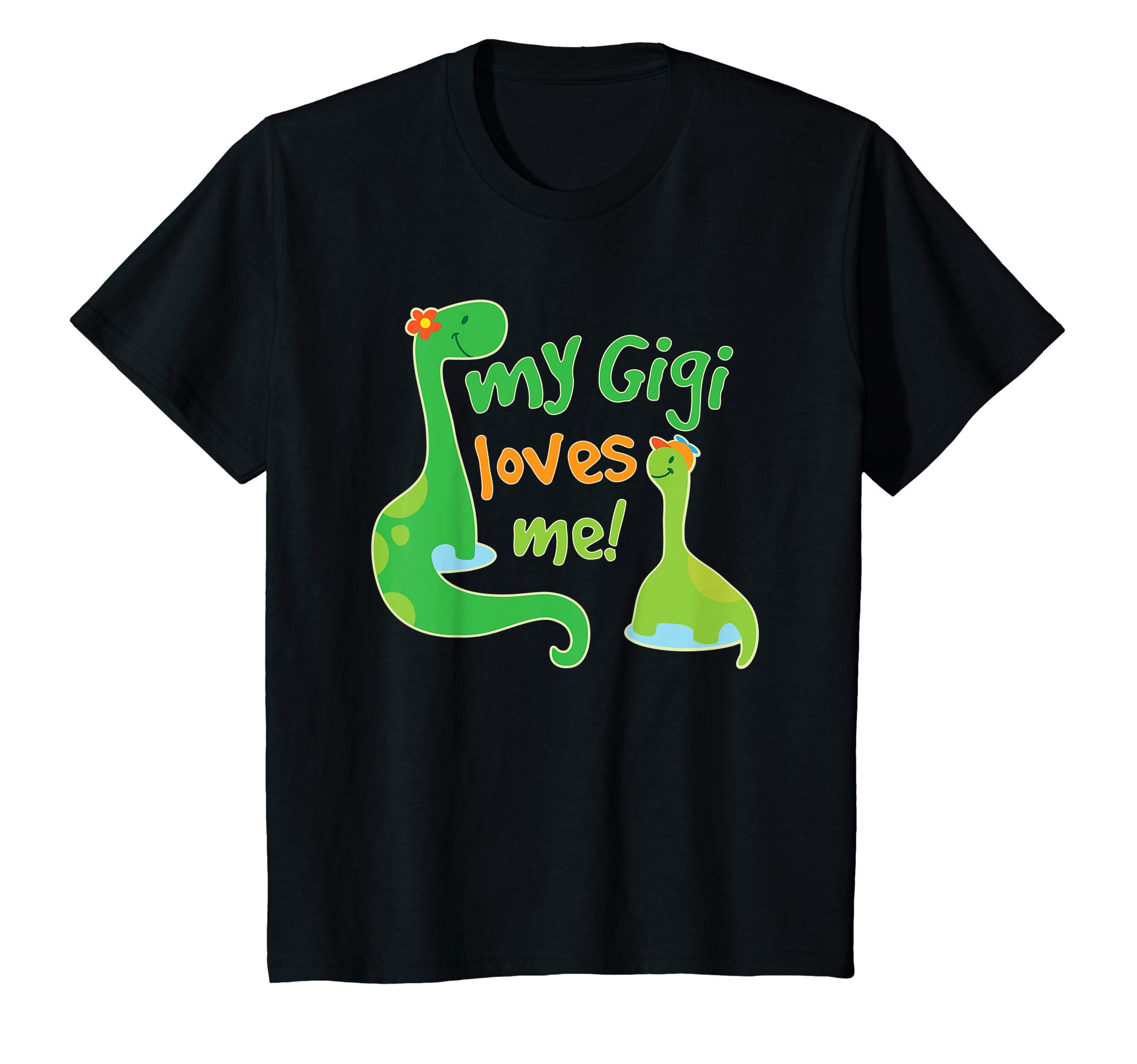 Kids My Gigi Loves Me Grandson Dinosaur Gift T-Shirt