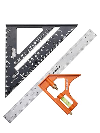 Mecurate 7-Inch Rafter Square & 12-Inch Combination Square Set