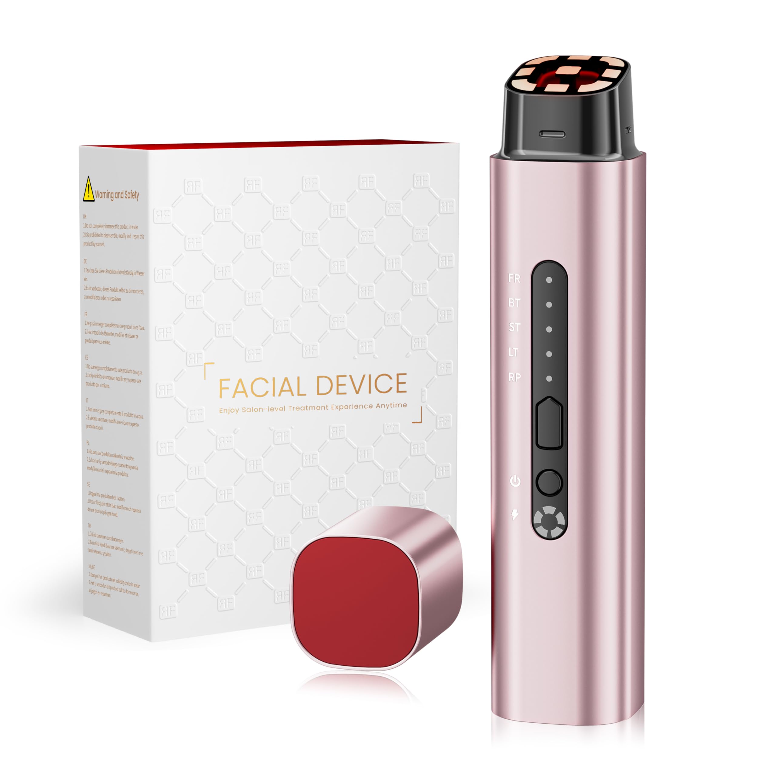 Aparato Radiofrecuencia Facial Profesional, 5 en 1 Masajeador Facial de Microcorriente, Dispositivo Eléctrico Antiacné, Antiarrugas, Reafirmante y Lifting para Rostro y Cuello (verde)