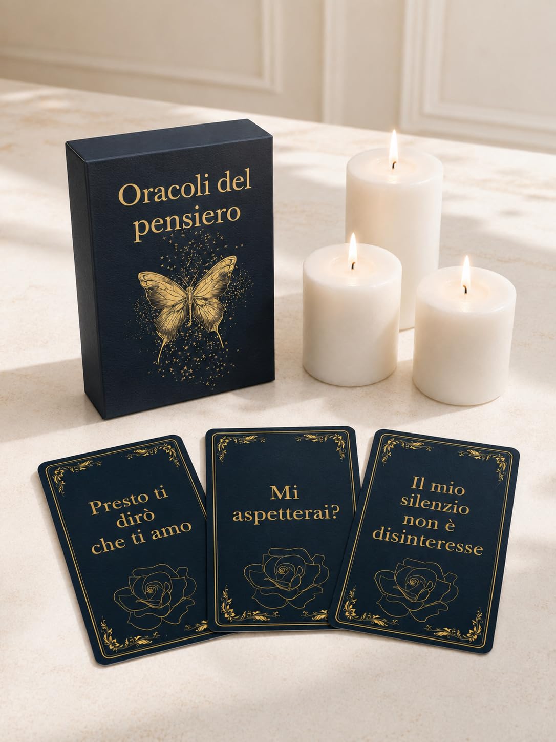 Mazzo di 70 Carte Divinatorie per letture Cartomanzia, Amore e Crescita Personale. Scatola con Finitura Effetto Touch