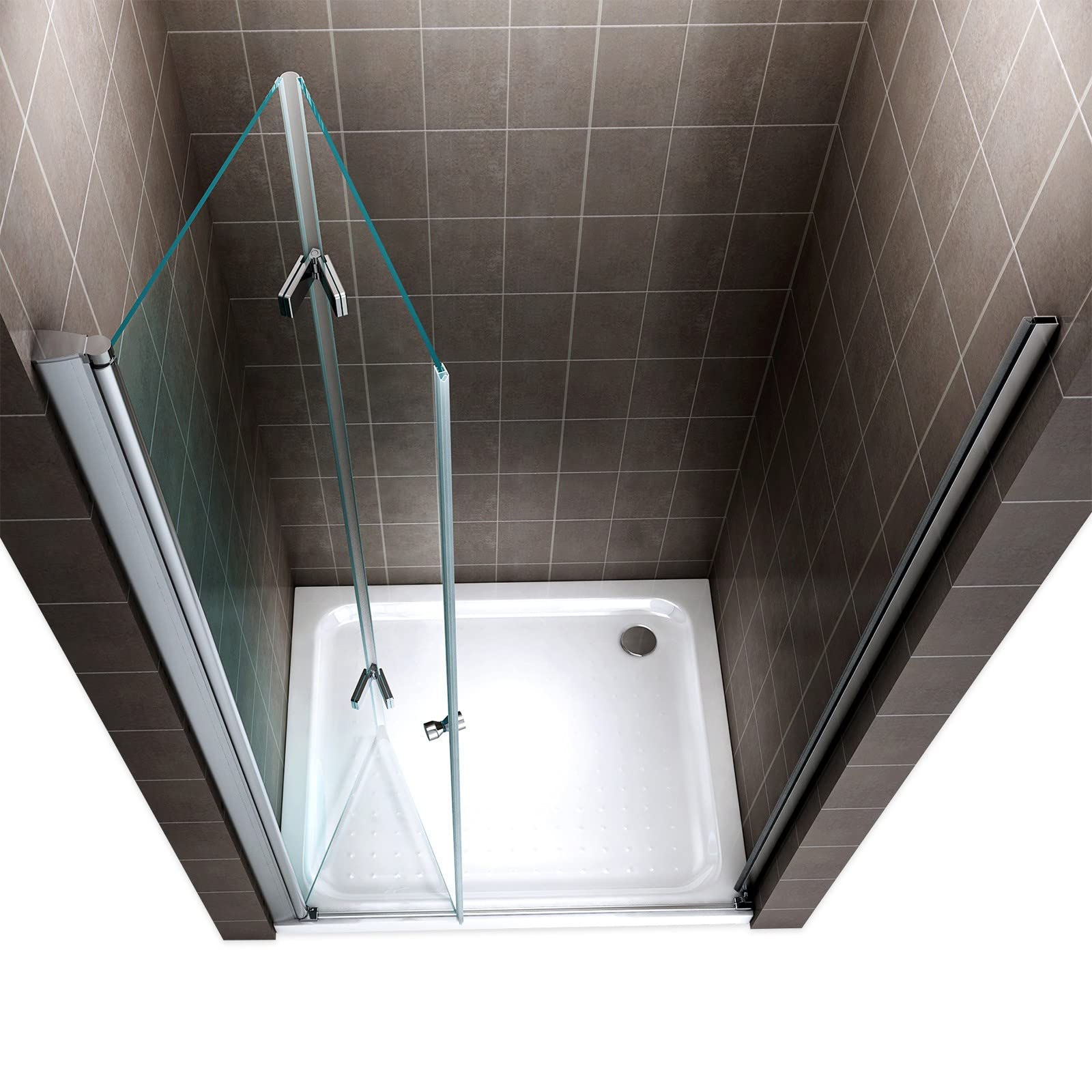 MONA Porte de douche pliante H 195 cm largeur réglable de 68 à 72 cm verre transparent