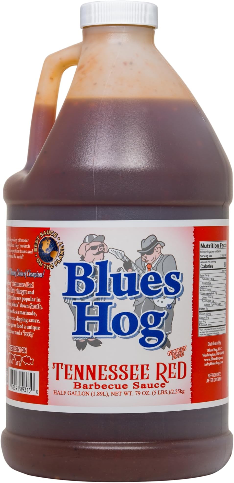 Tennessee Red Barbeque Sauce, Tangy Vinegar & Pepper BBQ Sauce, Gluten-Free Made in the USA, 64 oz
