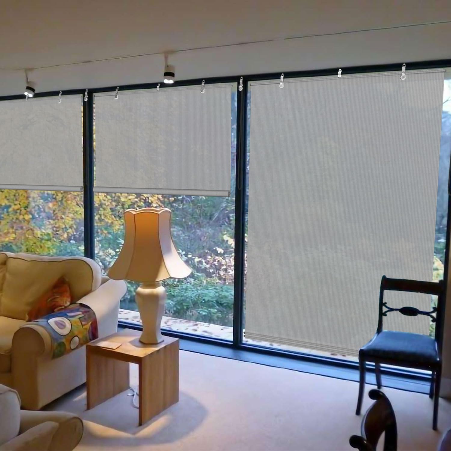 TANG Exterior Roller Shade 6'Wx6'H Outdoor Patio Shades Roll Up Blinds Sunshades for Deck Porch Pergola Balcony Backyard, Grey