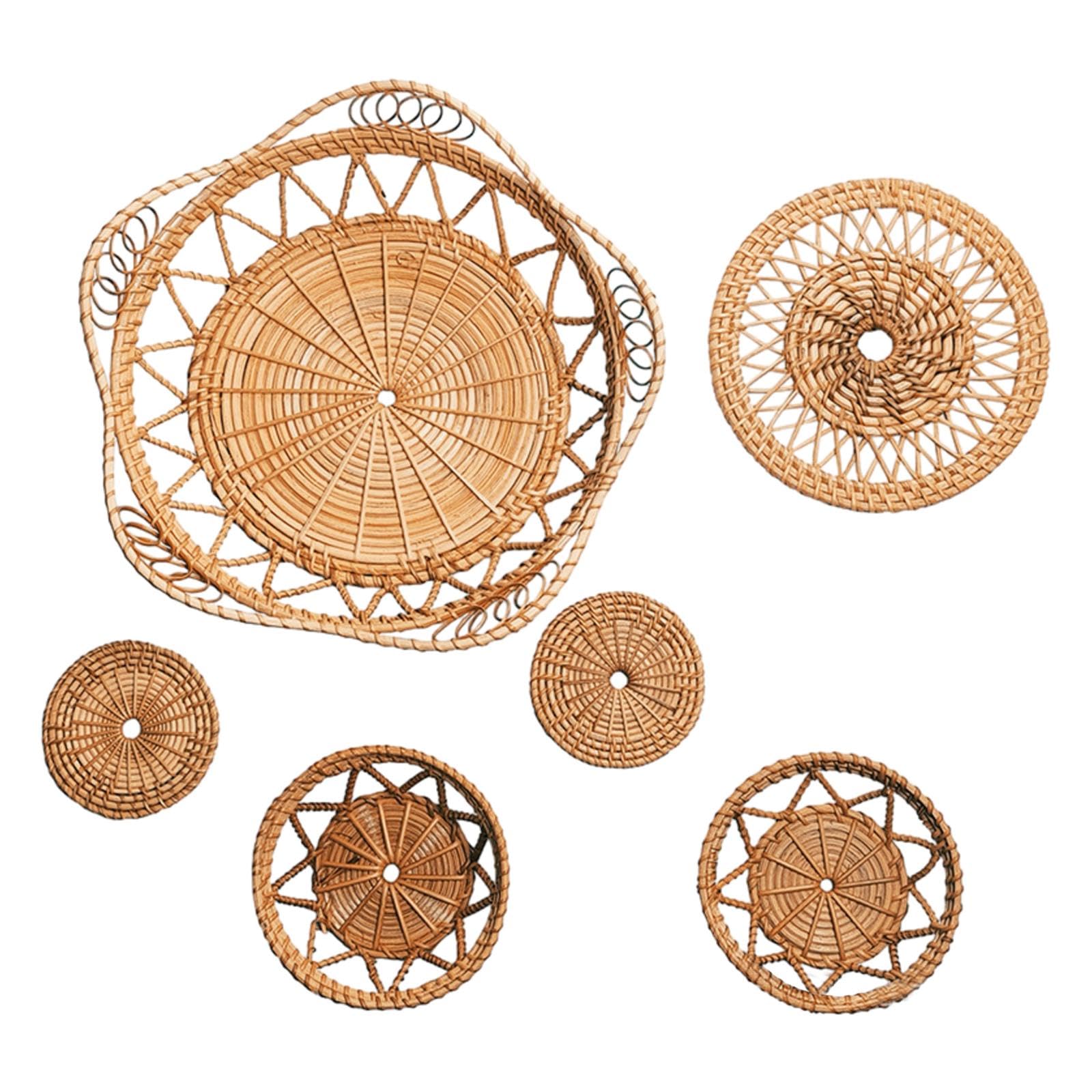 SAZ DEKOR Wall Decor Rattan Woven Decorative Wall Art for Hotel Dining Room Restaurant 6 Pieces-image-37