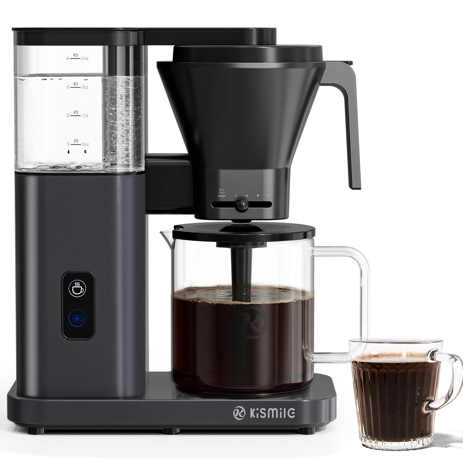 Rowan Electric Kismile 8-Cup Coffee Maker, SCA Certified Hot & Cold Brew Coffee Machine, 6-Min Quick Brew, Magnetic Anti-Drip, Adjustable Flow Control, Keep Warm, Dishwasher Safe, DIY Manual Mode, Starry Gray, Starry Gray