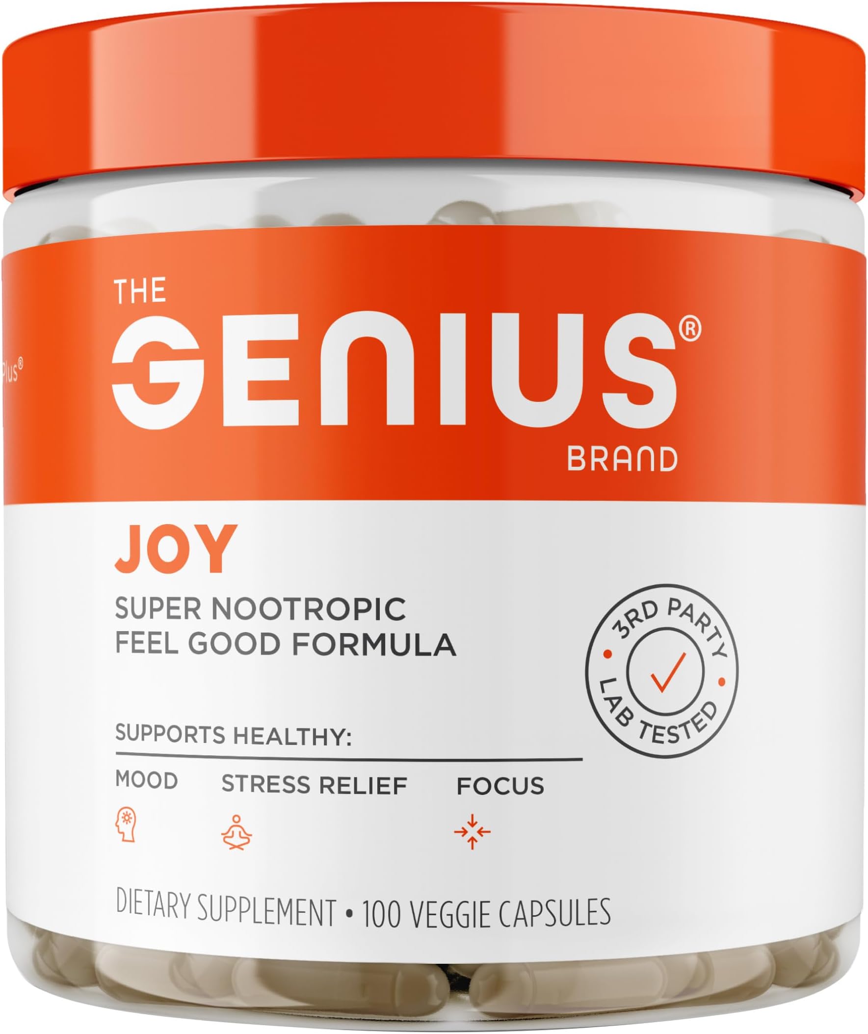 Genius Joy - Nootropic Supplement w/Sam-e, Panax Ginseng & L-Theanine – 100 veggie pills