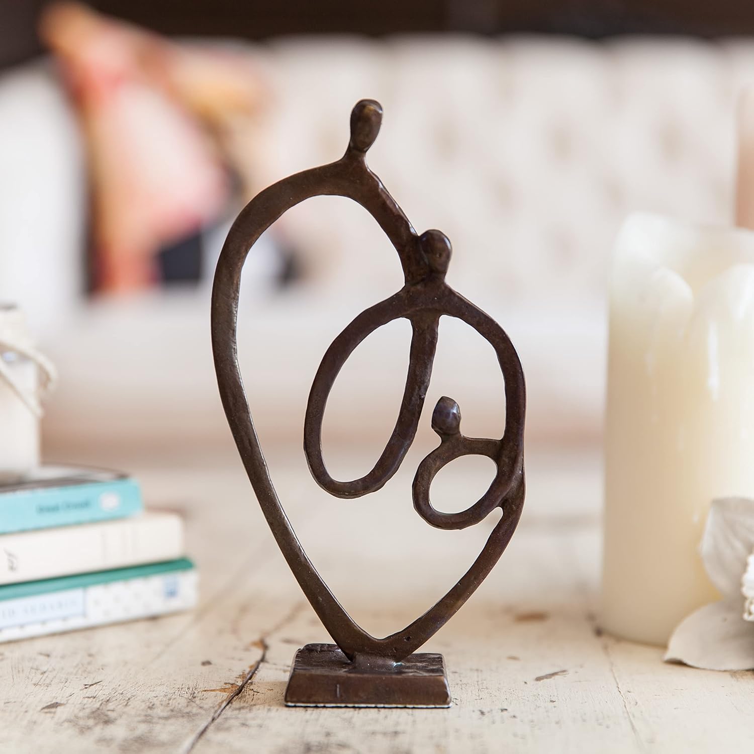 Danya B. Family of 3 Heart Ring of Love Sand-Casted Bronze Sculpture, Contemporary Decor for Home or Office, Gift for a Family of 3, Wedding, Birthday or New Baby - Image 2