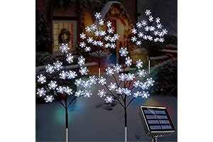 Newest 4-Pack 80LEDs Solar Christmas Snowflake Stake Lights