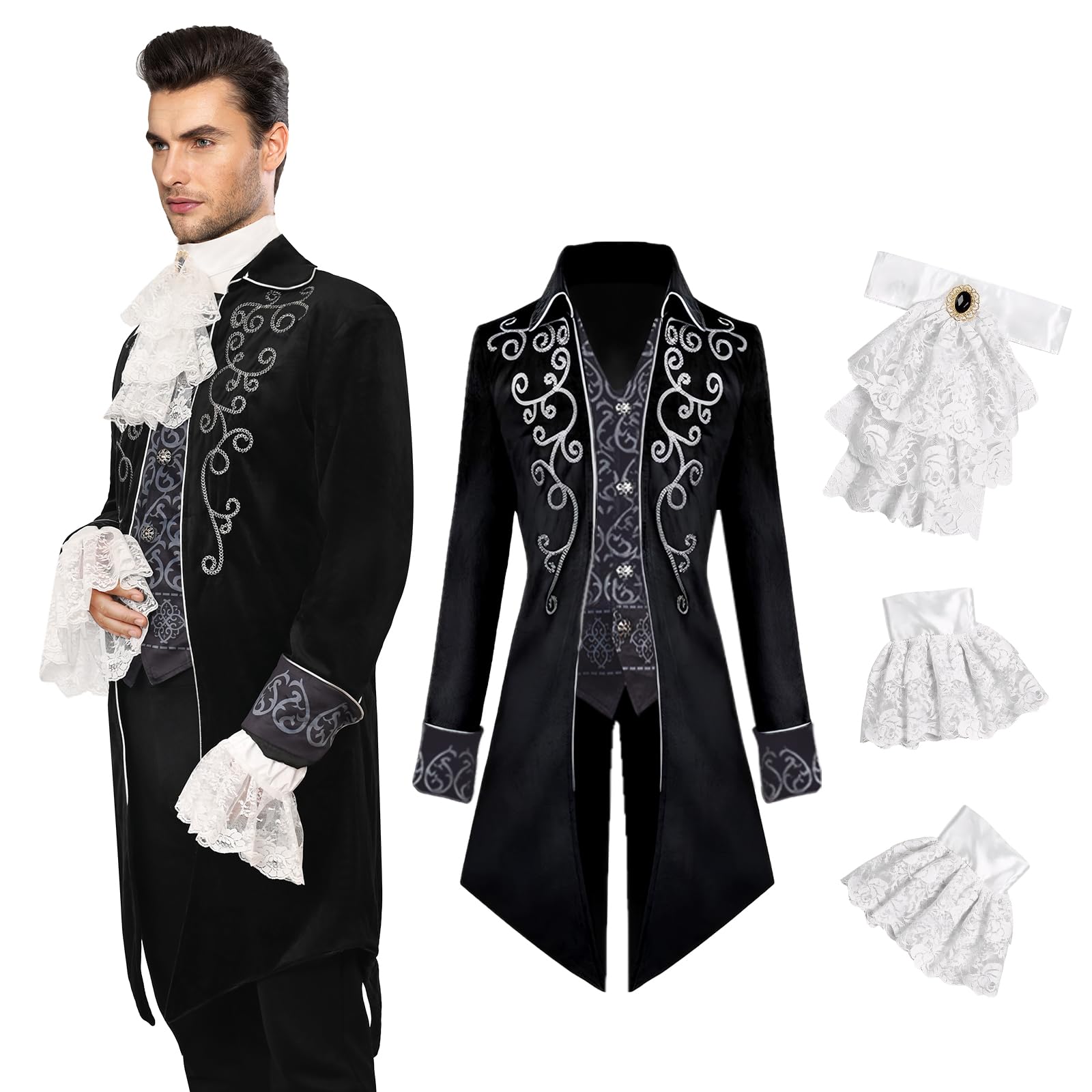 Ropa medieval para hombre, disfraz medieval steampunk, abrigo gótico, abrigo victoriano, disfraces para hombre, disfraces de Halloween pirata vampiro cosplay