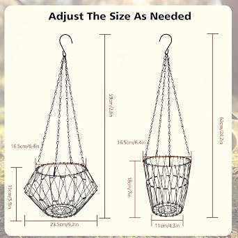 Chicken Feeder, 2 Pack Foldable 6.5 Inch Large Poultry Vegetable Fruit Rack Basket with 17 Inch Hanging Chain, Adjustable Chicken/Duck/Rabbit/Goose Vegetable Skewers Toy | Chicken Enrichment Toys With 17in Hanging Chain, Poultry Feeding Equipment Rat Proof for Chicken/ Hens/ Duck/ Rabbits Coop