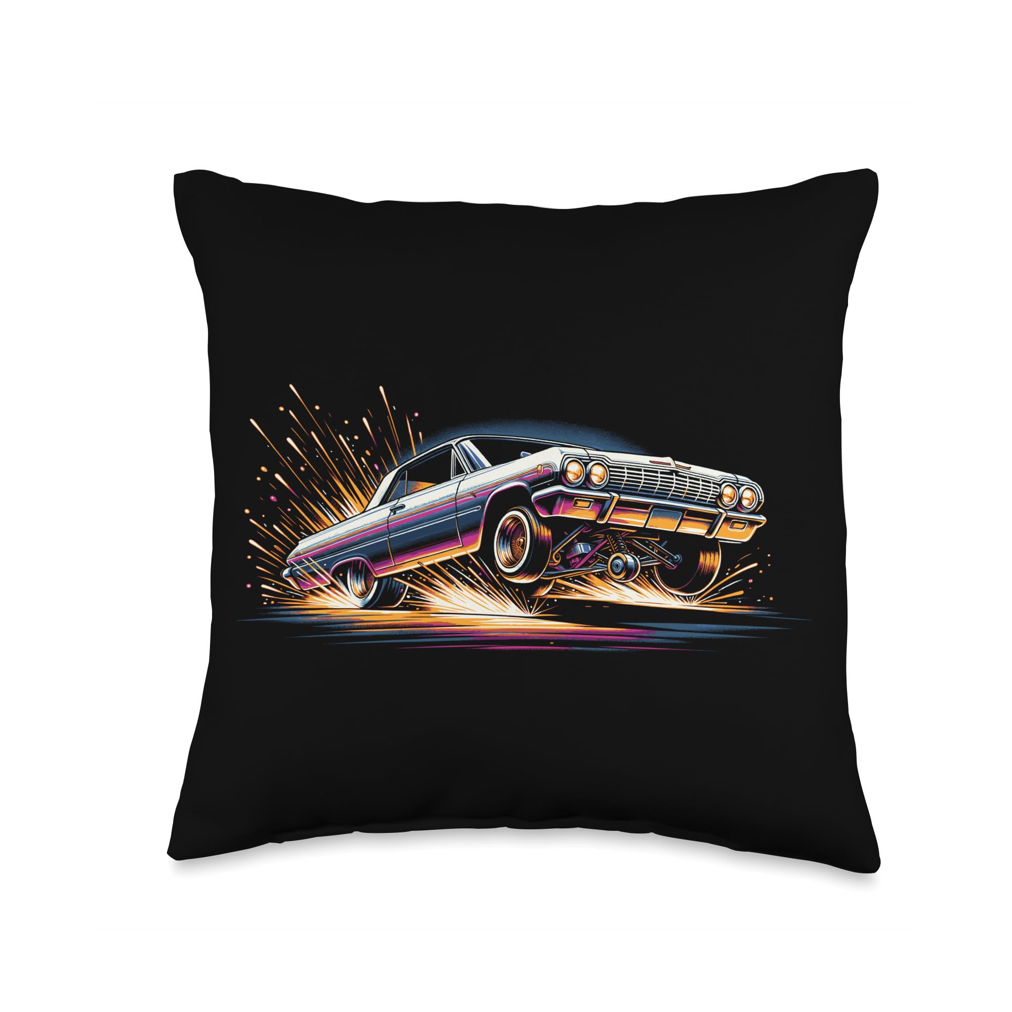 Old School 60's Impala Hot Rod Vintage Hydraulic lowrider Throw Pillow