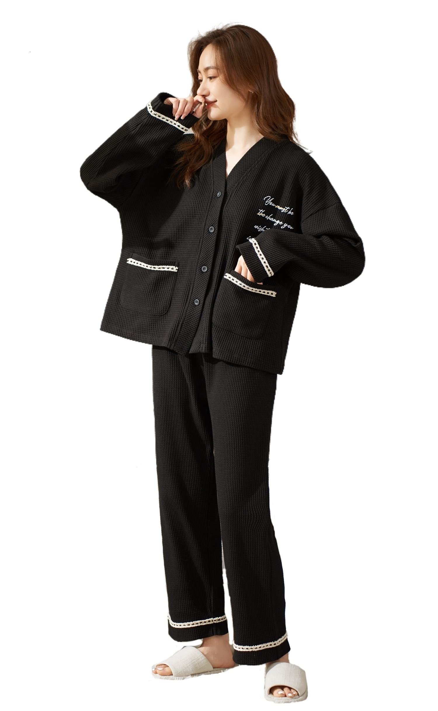 Amazon | [House Yayoi] パジャマ 上下セット ルームウェア シャツ 前