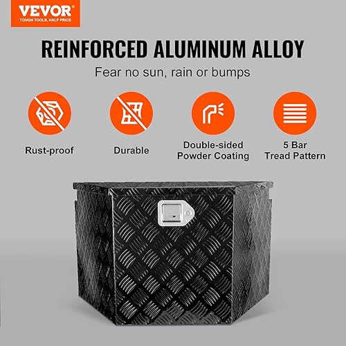 Miniatura 2 de VEVOR Caja de Lengüeta para Remolque, Caja de Herramientas de Placa Diamantada de Aleación de Aluminio, Caja de Herramientas Resistente Tuckbed con