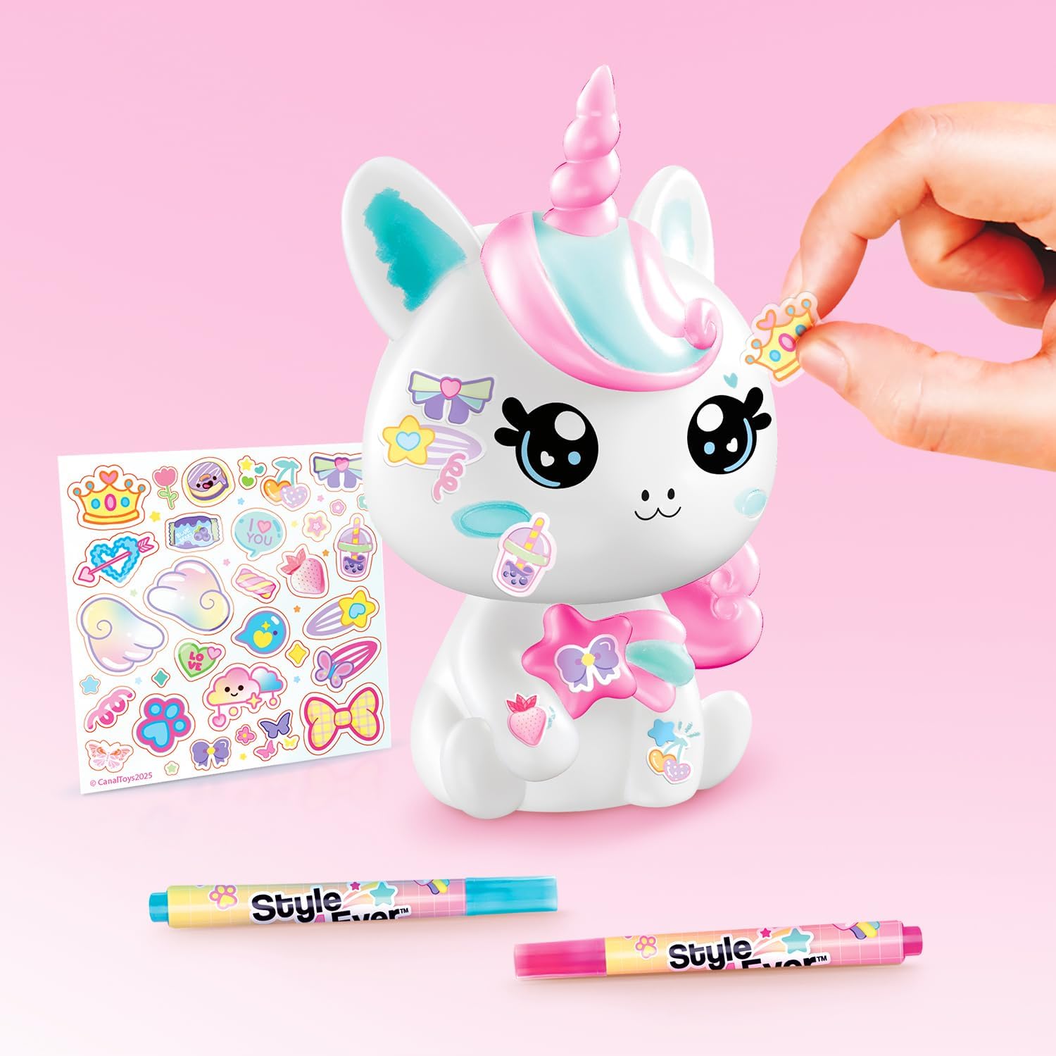 Canal Toys - Style 4 Ever - The Unicorn Family, Unicorn Mom and Two Babies Figurines to Decorate, DIY Deco with Decorations and Accessories - OFG 287, One Size, Pink