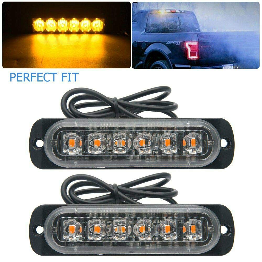 Riloer Luces Estroboscópicas de Emergencia para Camiones, 8 Luces Intermitentes de Color Ámbar con 6 LED, Luces de Advertencia de Peligro de 12/24 V para Coche, Remolque, Caravana, Furgoneta