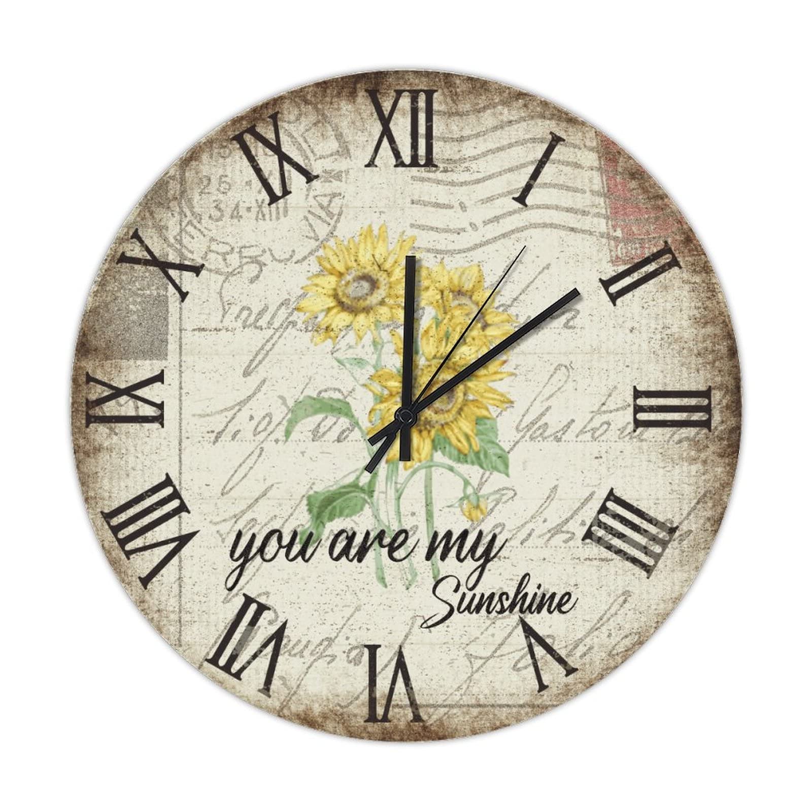 Horloge murale Tournesol You Are My Sunshine pour un intérieur doux et joyeux