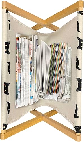 Miniatura 3 de Ambesonne Cat Magazine and Book Holder, Young Black Kitties Sneaking on and Saying Hi and Playful Domestic Pets, Floor Rack Decor for Interior of