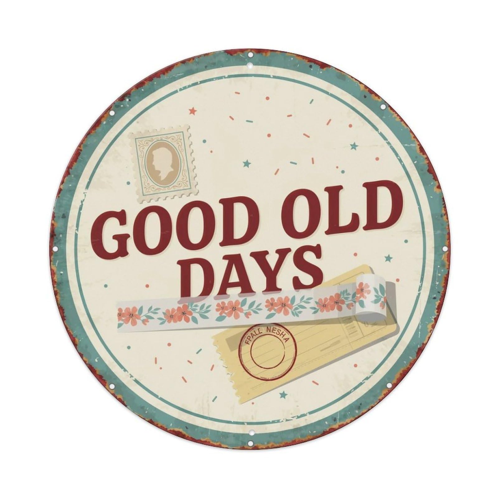 Good Old Days Retro Collage Metal Tin Sign Plaque