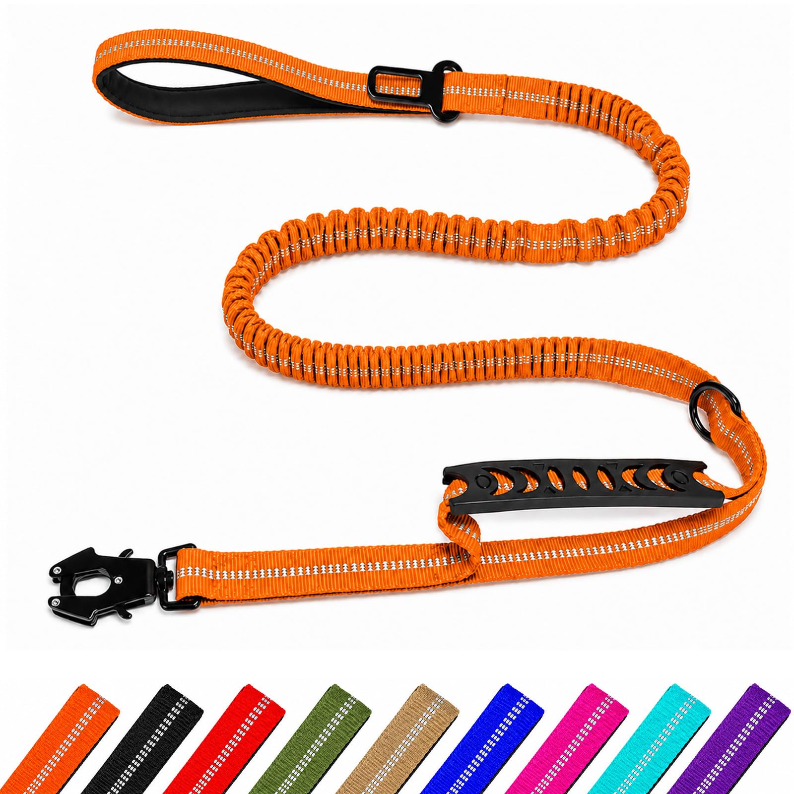 Tactical Dog Lead, Shock Absorbing Bungee Leash, 3.77-5.74FT, Orange