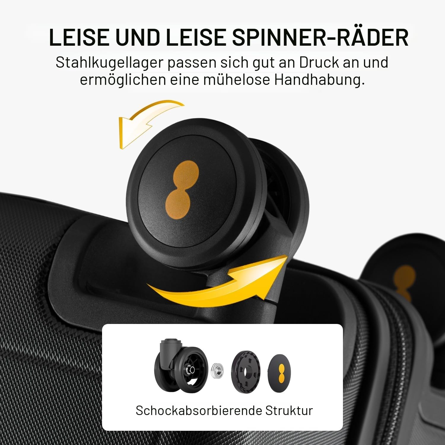 LEVEL8 Koffer Trolley Handgepäck mit TSA,8 Spinner Rollen,100% PC Rollkoffer Reisekoffer Hartschalen,Micro-Diamond Textured Design Reise Business (54.5cm, 40L,Schwarz)