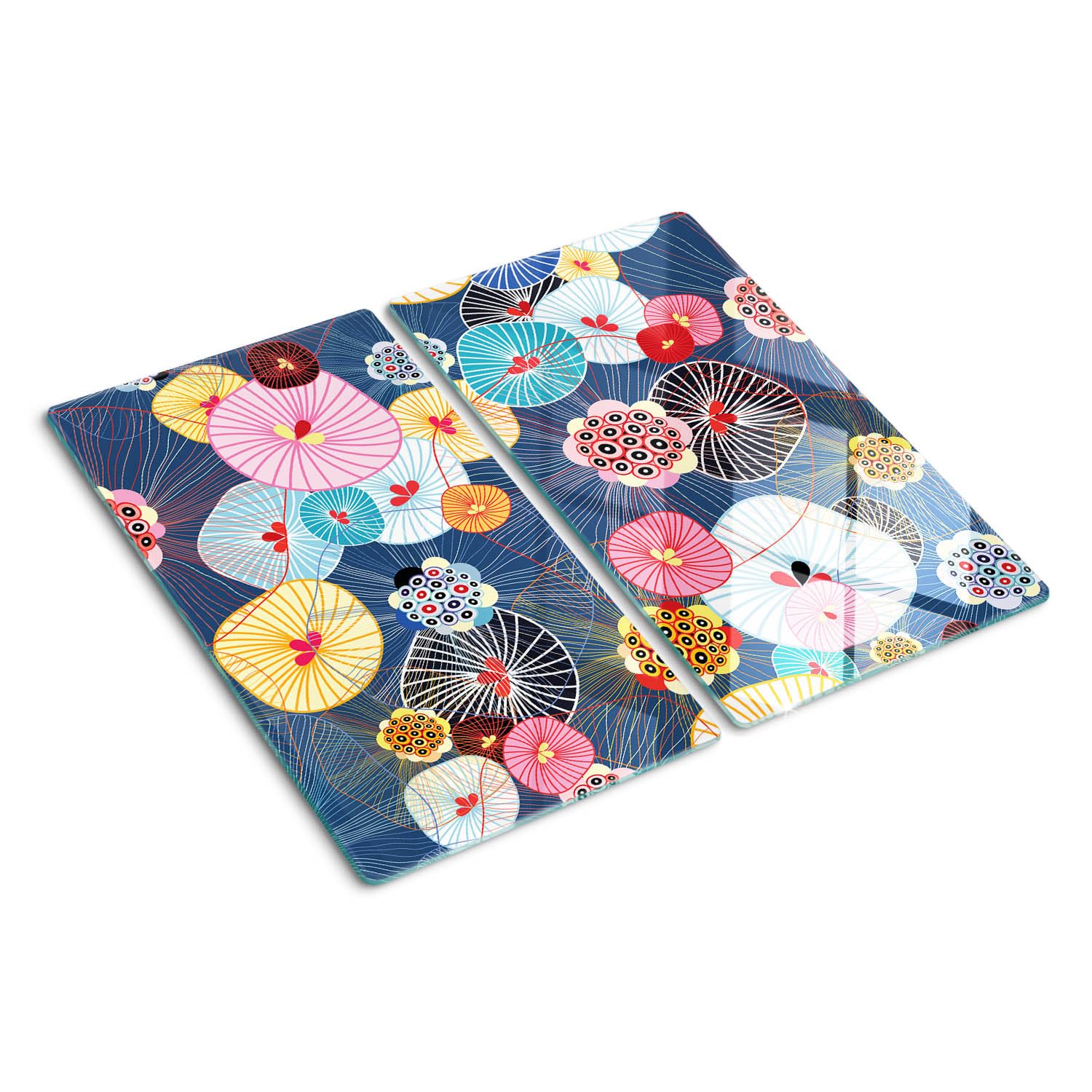 Planche à découper 2x30x52 cm en verre poli résistant à la chaleur motif livre