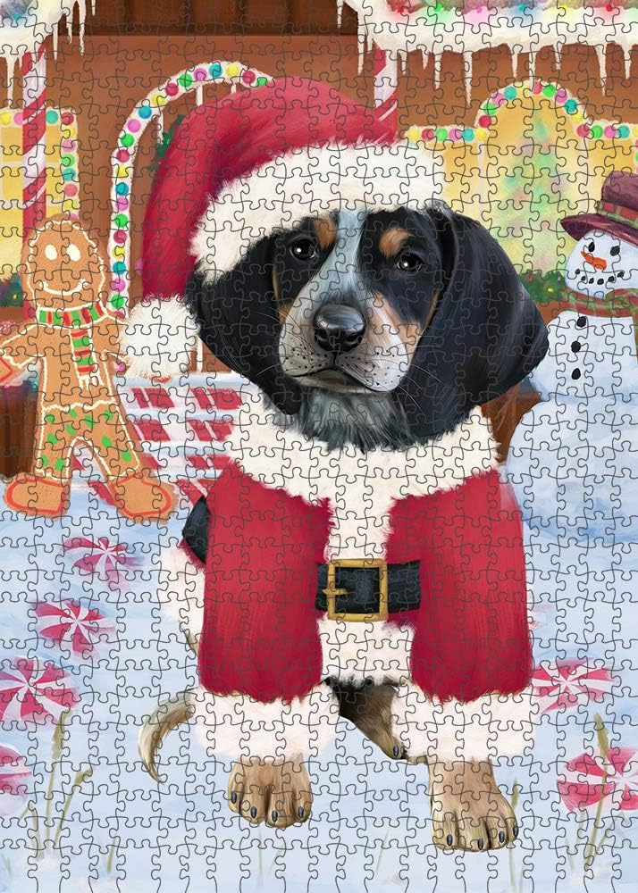 Christmas Gingerbread Candyfest Bluetick Coonhound Dog Jigsaw Puzzle for Adults - Animal Printed Interlocking Puzzle Game Artwork - Gift for Dog Lover's - 1000 Pcs 29.5"x19.7"
